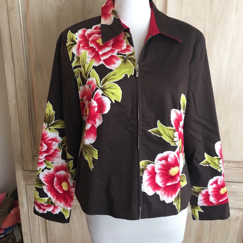 Betu Brown Flowered Sports Jacket - Sz 10